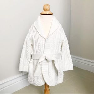 JANIE + JACK Cream Wrap Knit Sweater with Sash